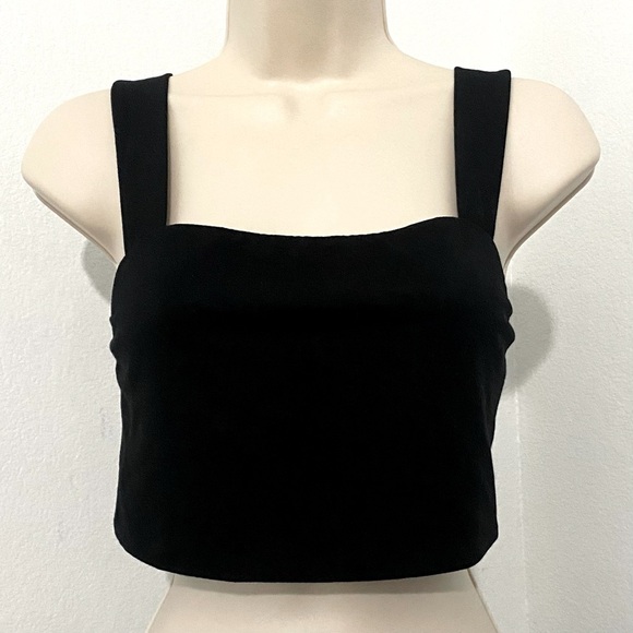 Reformation Jenine Tie Back Crop Top Black Like New Size XS - Picture 6 of 8